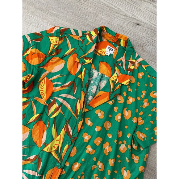 Tabitha Brown x Target Leopard Orange/Green print button down shirt size M - Picture 4 of 7